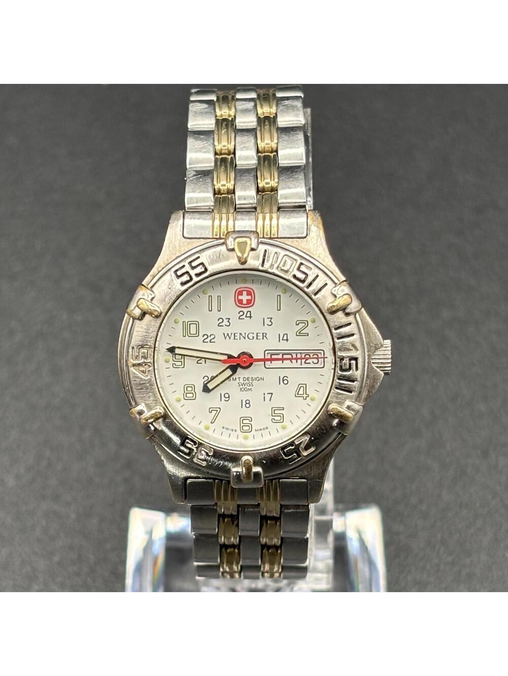 Wenger SMT Design Two-Tone Day/Date Ladies 29mm Swiss Watch 091.0682 Running